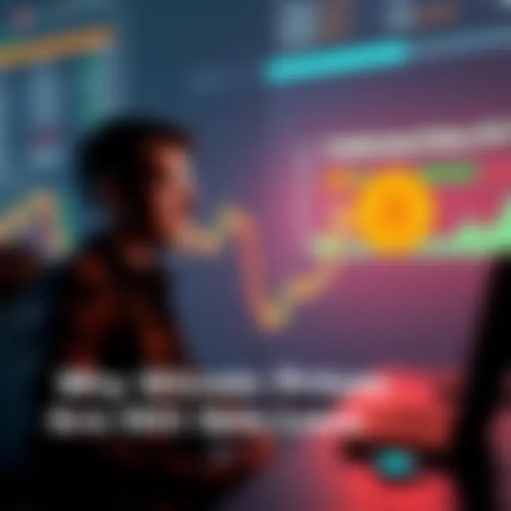 Graph showing a downward trend in Bitcoin prices with concerned investors in the background