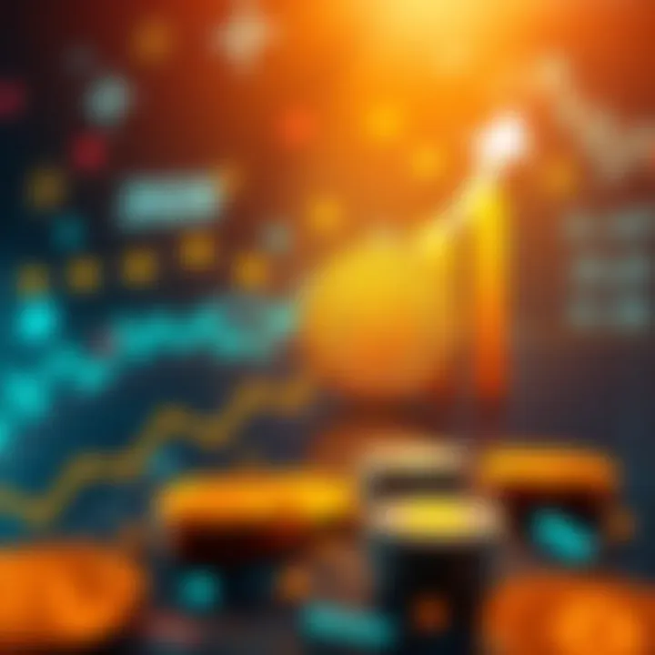 A graph showing Bitcoin's price increase in 2026, with upward arrows and financial symbols in the background.