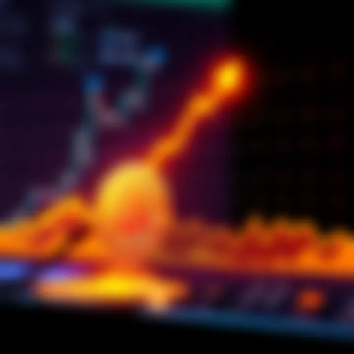 Graph showing Bitcoin price spike with an upward trend