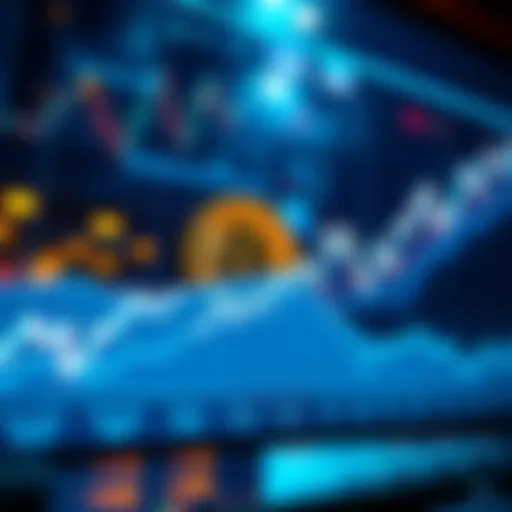 A graphic showing the rising Bitcoin price on a digital chart, highlighting a bullish trend in the cryptocurrency market.