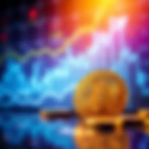 A graph showing Bitcoin's value increasing by 3% with a background of financial symbols