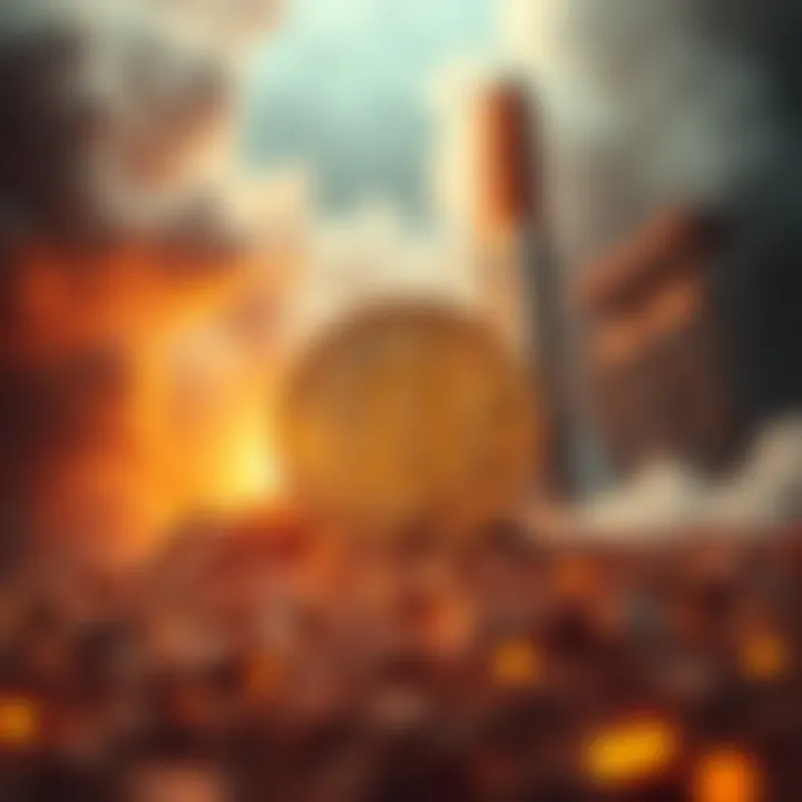 A visual representation of Bitcoin's decline with AI technology and SpaceX rockets in the background, symbolizing the looming threat to cryptocurrency.