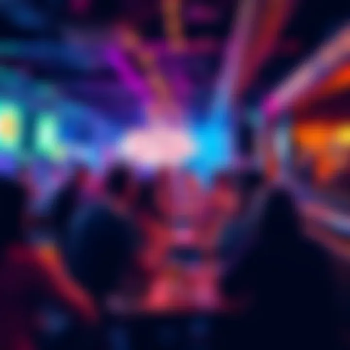 People enjoying drinks and discussing crypto tax policy at a happy hour event in Las Vegas