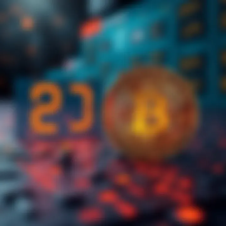 A visual representation showing a Bitcoin coin alongside a digital counter reaching 21 million, symbolizing Bitcoin's cap on quantity.