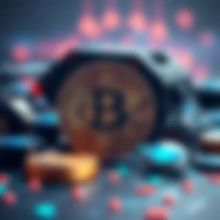 A visual representation of Bitcoin symbol with AI icons in the background, showing the relationship between cryptocurrency and technology investments.