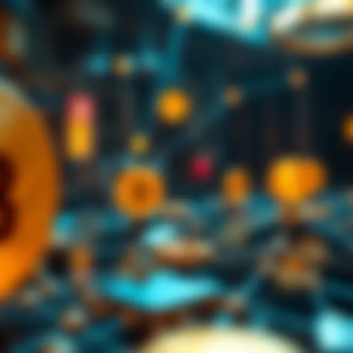 A graphic showing larger Bitcoin block nodes connected in a network, symbolizing scalability improvements for Bitcoin.