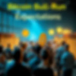 A visualization of community discussions about Bitcoin's potential price increase, showing people sharing opinions and predictions on user boards.