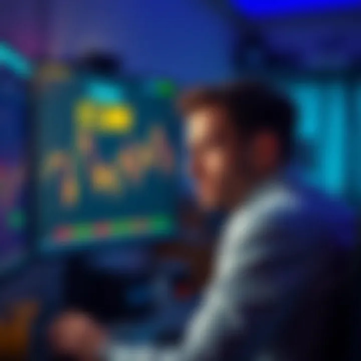 Bitcoin Buy Line Concerns A person looking worried at a computer screen showing Bitcoin prices fluctuating near $70,000, considering their investment strategy.