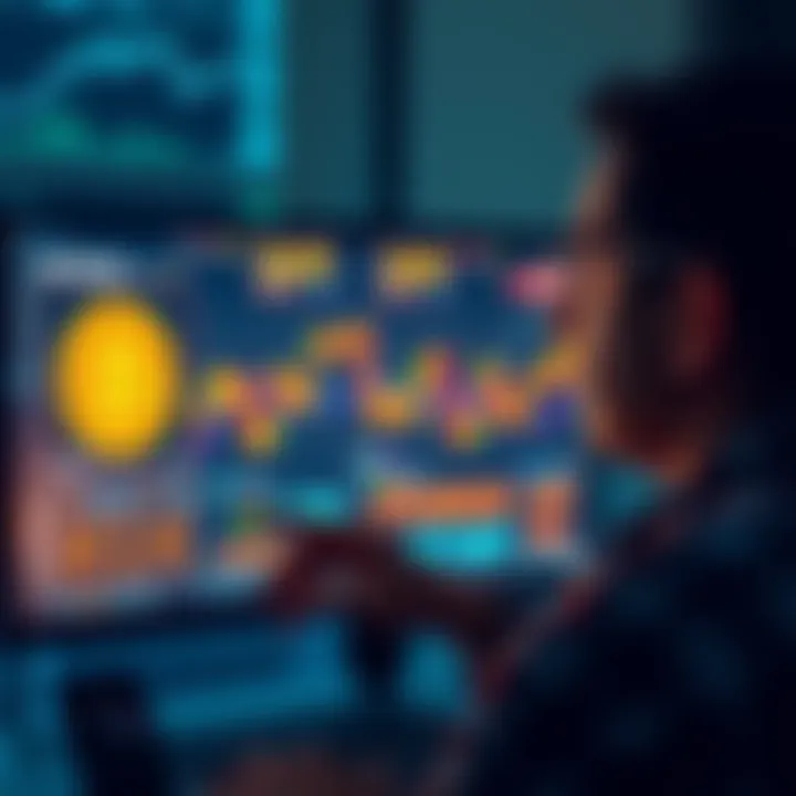 A person looking at a computer screen displaying Bitcoin prices and charts, contemplating selling their shares.