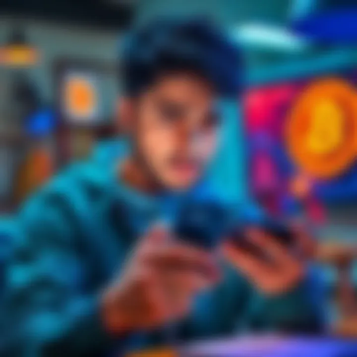A person looking worried while using a Bitcoin wallet on a smartphone, showing concern about transaction details and change wallet addresses.