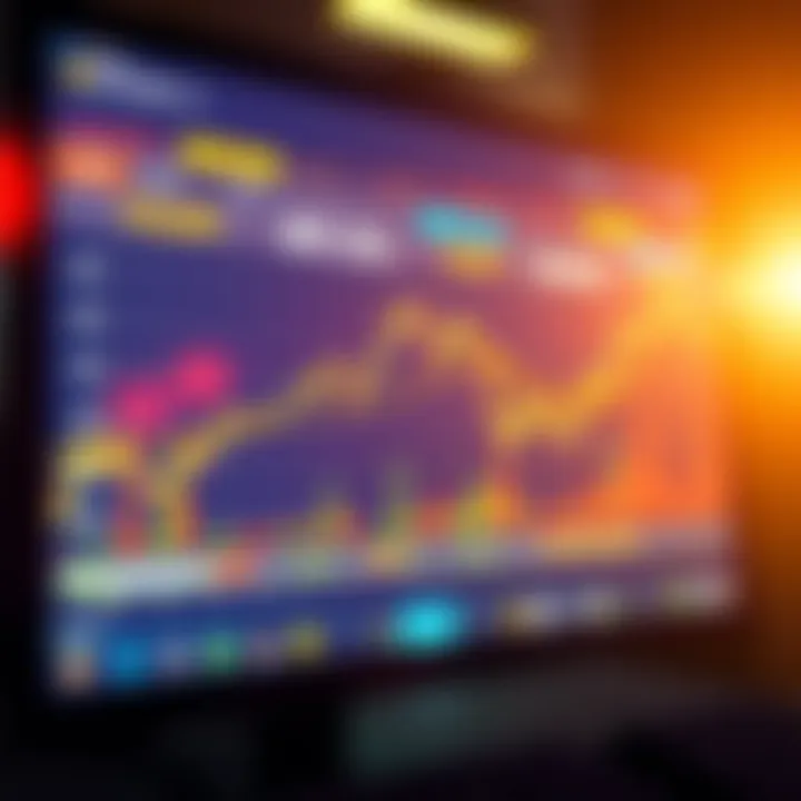 A computer screen showing an upward trend in Bitcoin prices with charts and graphs, indicating strength against bearish trends.