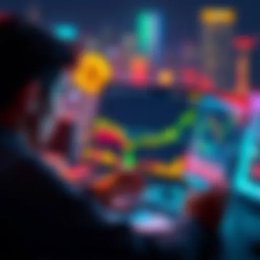 Individual examining cryptocurrency trends and profits on a computer screen