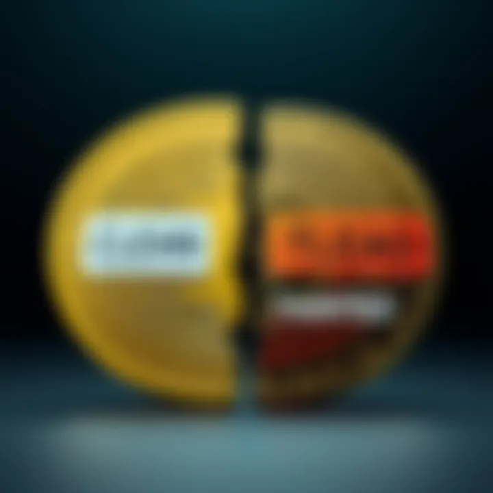A Bitcoin coin split in half with one side labeled 'Clean' and the other 'Tainted', representing the distinction in the cryptocurrency market.