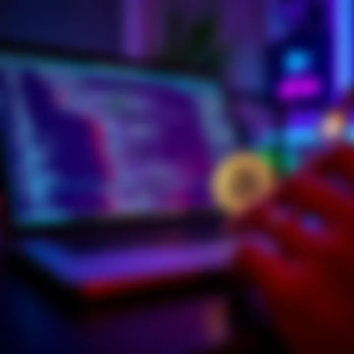 Bitcoin code review A programmer analyzing Bitcoin code on a laptop screen with GitHub visible in the background.