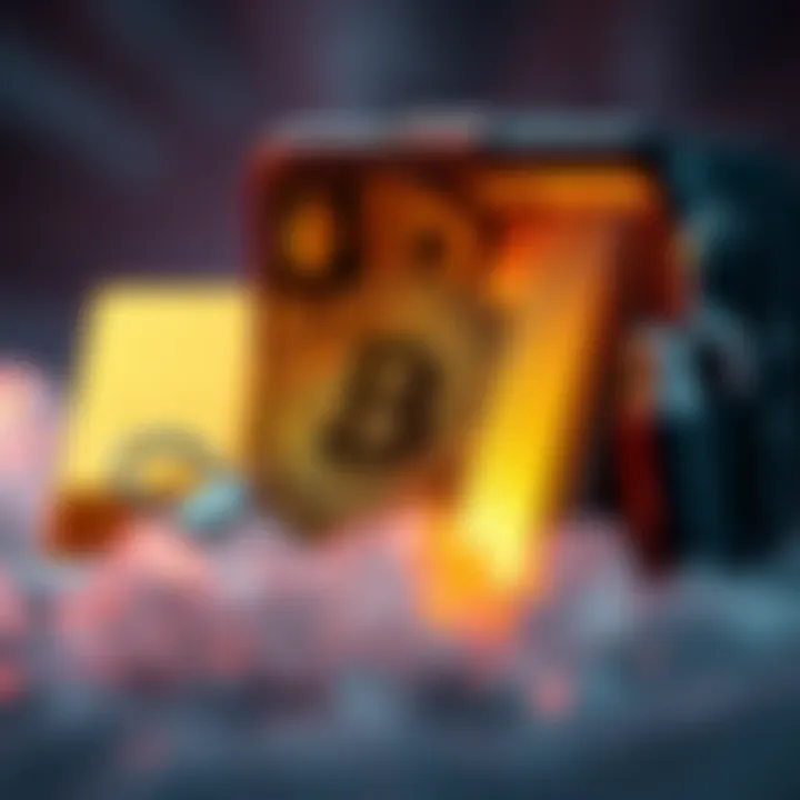 A secure cold wallet holding Bitcoin, symbolizing the protection of digital assets. A gold bar sits in the background for comparison.