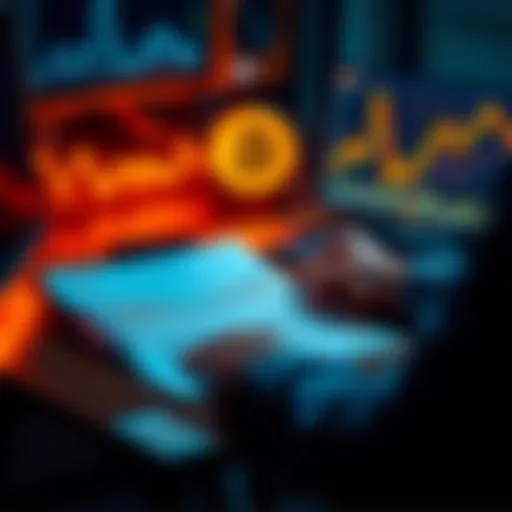 A person examining Bitcoin charts and loan documents at a desk, symbolizing Bitcoin collateral loans for capital access.