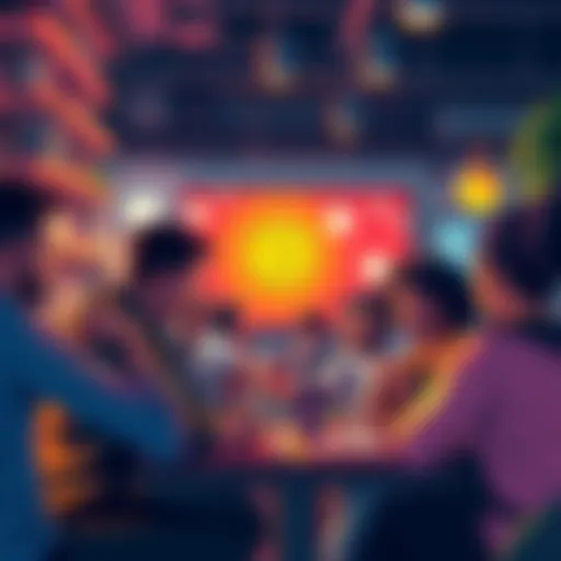 A group of diverse people discussing Bitcoin at a cafe, highlighting social interactions and connections in the cryptocurrency community.