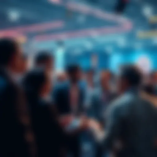 A group of people discussing Bitcoin, sharing ideas and opinions about cryptocurrency's future.