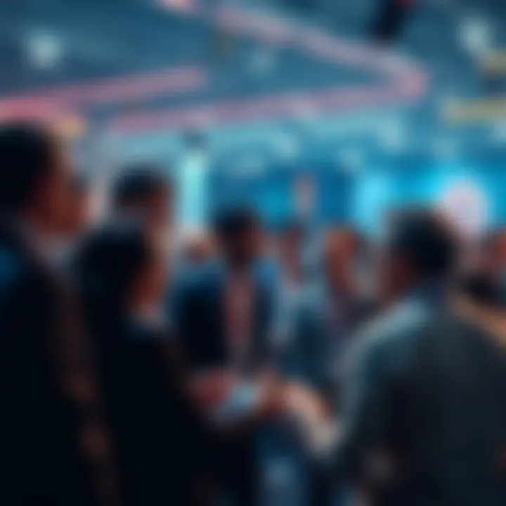 A group of people discussing Bitcoin, sharing ideas and opinions about cryptocurrency's future.