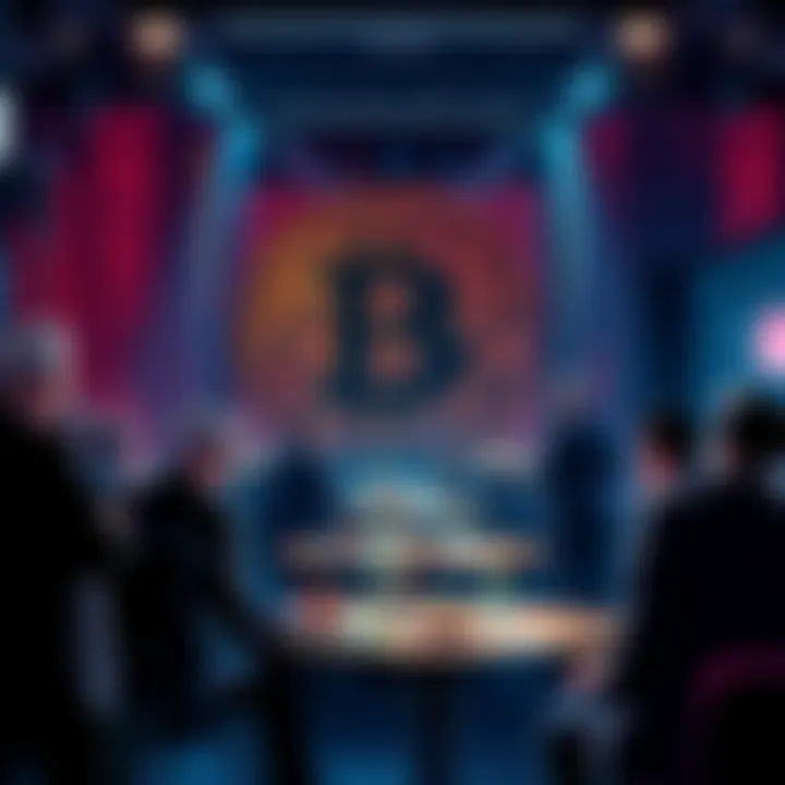 Visual representation of Bitcoin Core with a focus on governance dynamics and BIP110 discussions, showing people engaged in debate around digital currency.