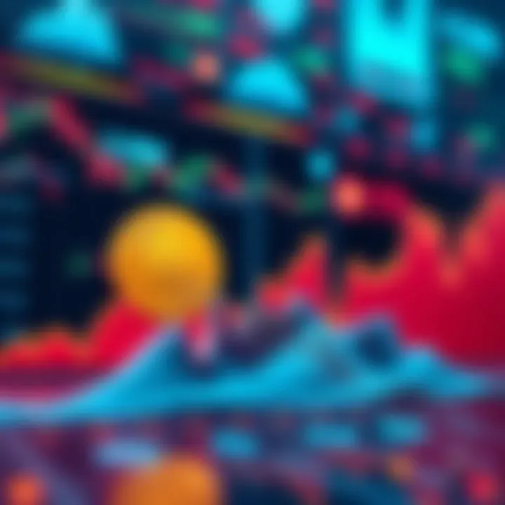 Graph showing rising Bitcoin and cryptocurrency prices with market charts and technology icons in the background