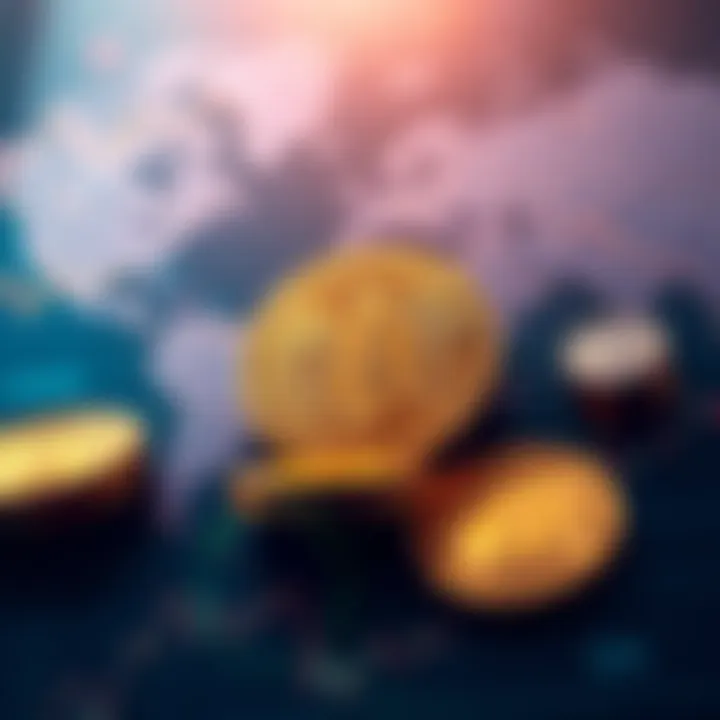A visual representation of Bitcoin coins symbolizing its role as a currency and a sovereign asset, blended with financial graphics and world map elements.
