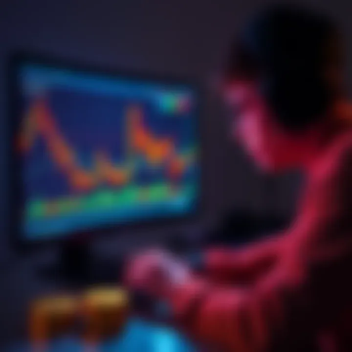 A person analyzing Bitcoin trends on a computer while reviewing expenses and investment strategies, focusing on reducing commissions.