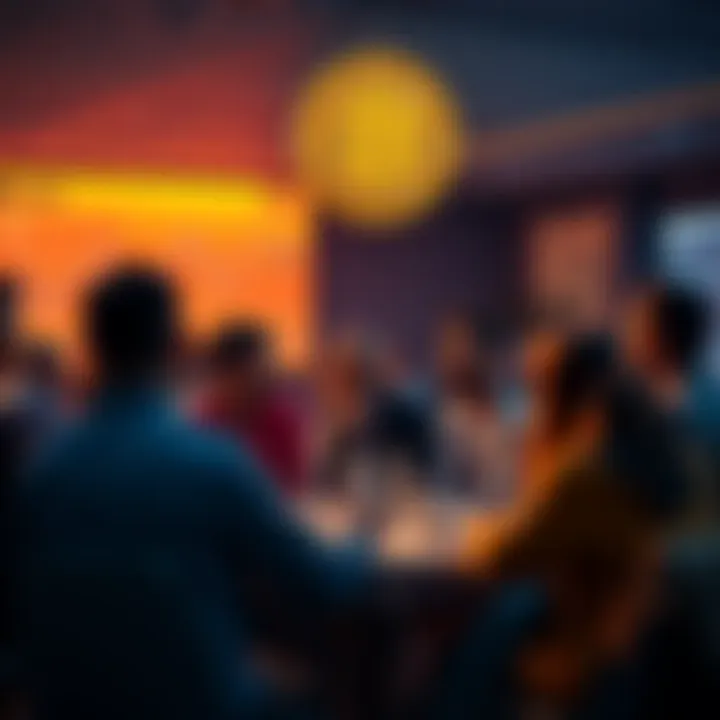 People discussing Bitcoin in a forum setting, sharing ideas and advice about cryptocurrency.