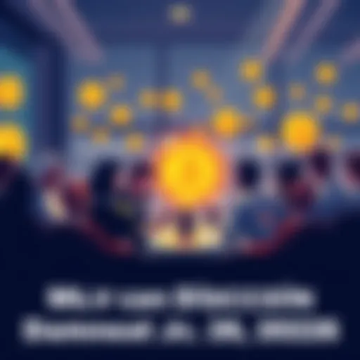 Illustration of people sharing ideas about Bitcoin in an online forum setting.