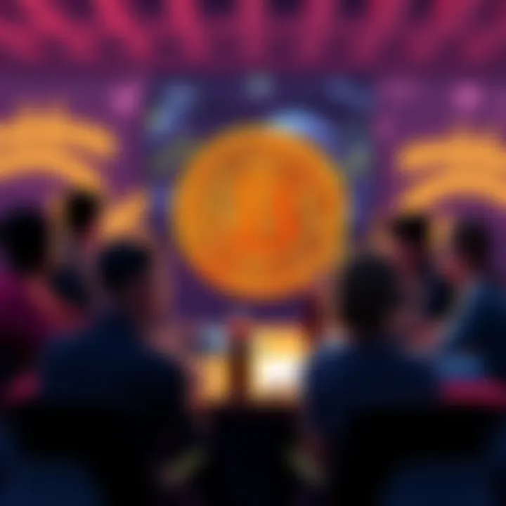 Bitcoin Discussion Thread A group of people chatting about Bitcoin, sharing ideas and insights in a forum-like setting.