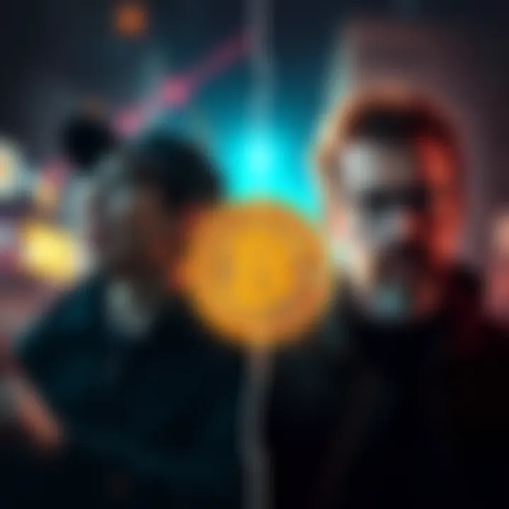 A split image showing enthusiastic Bitcoin buyers on one side and skeptical individuals on the other, illustrating the divide in the Bitcoin community in 2026.