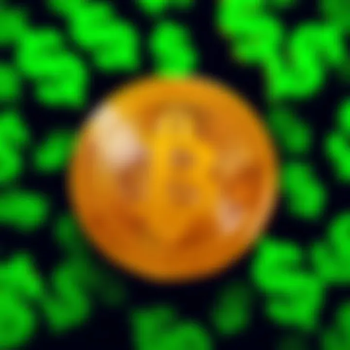 A Bitcoin symbol surrounded by green dollar signs, representing potential recovery and financial optimism