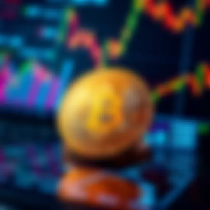 Bitcoin in the Economy Bitcoin symbol with financial charts and graphs