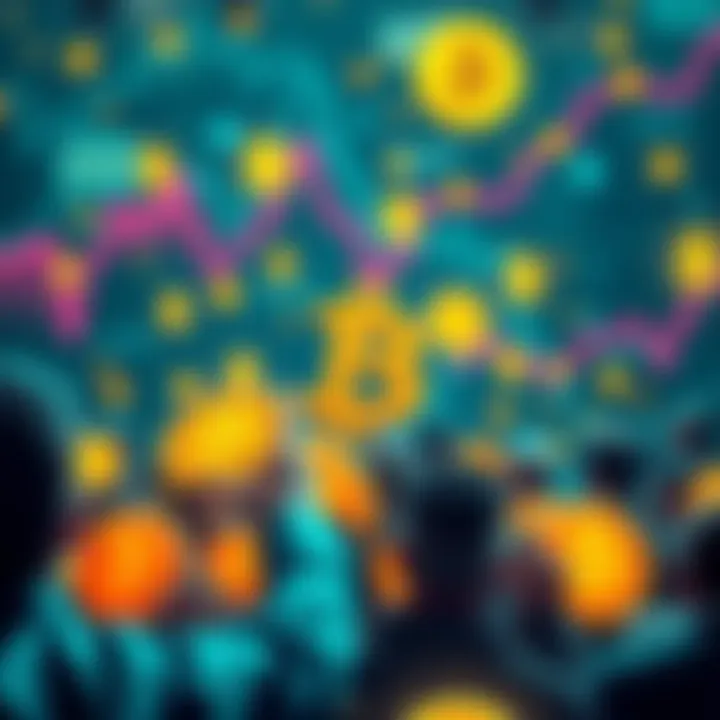 A graphic showing people buying Bitcoin ETFs during a market drop, with dollar signs and Bitcoin symbols