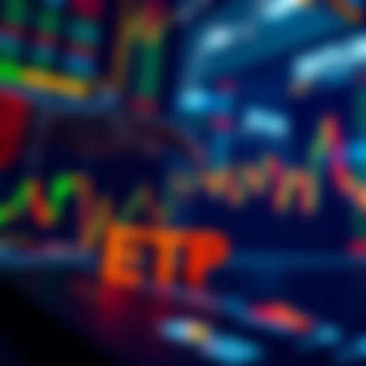 A visual representation of Bitcoin ETF with a graph showing Bitcoin price trends and traditional stocks on a brokerage platform.