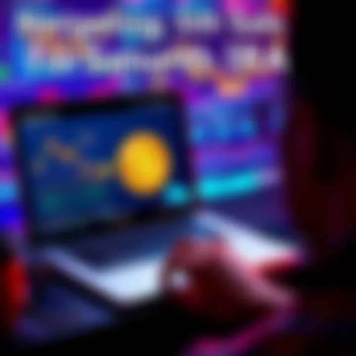 Bitcoin ETFs and Roth IRA A person analyzing Bitcoin ETF options on a laptop with graphs and charts on the screen, symbolizing investment decisions for a Roth IRA