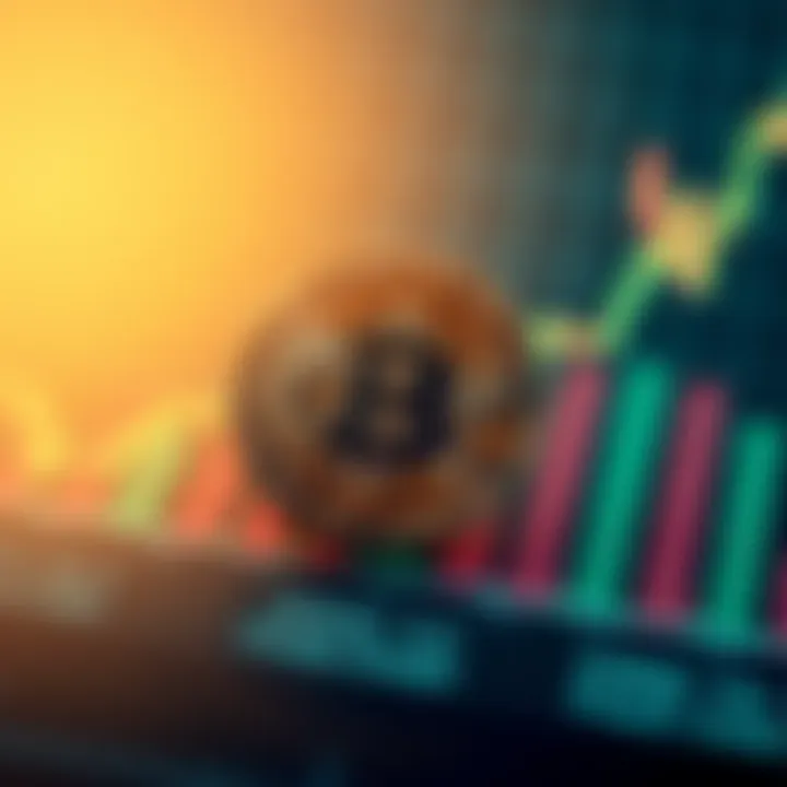 Bitcoin Symbol on a Financial Chart A Bitcoin symbol in front of a rising financial chart, representing its growth during economic crises