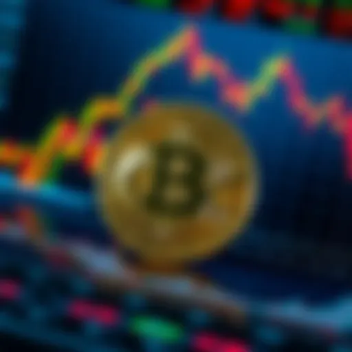 A Bitcoin symbol in front of financial charts representing its role in the economy.