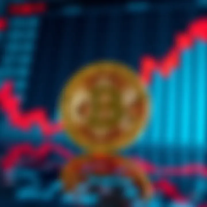 A Bitcoin symbol in front of rising financial charts, representing its value as a financial solution.