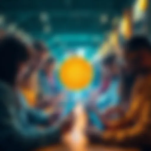 A diverse group of people using smartphones and laptops to engage with Bitcoin, showcasing its accessibility and everyday use.