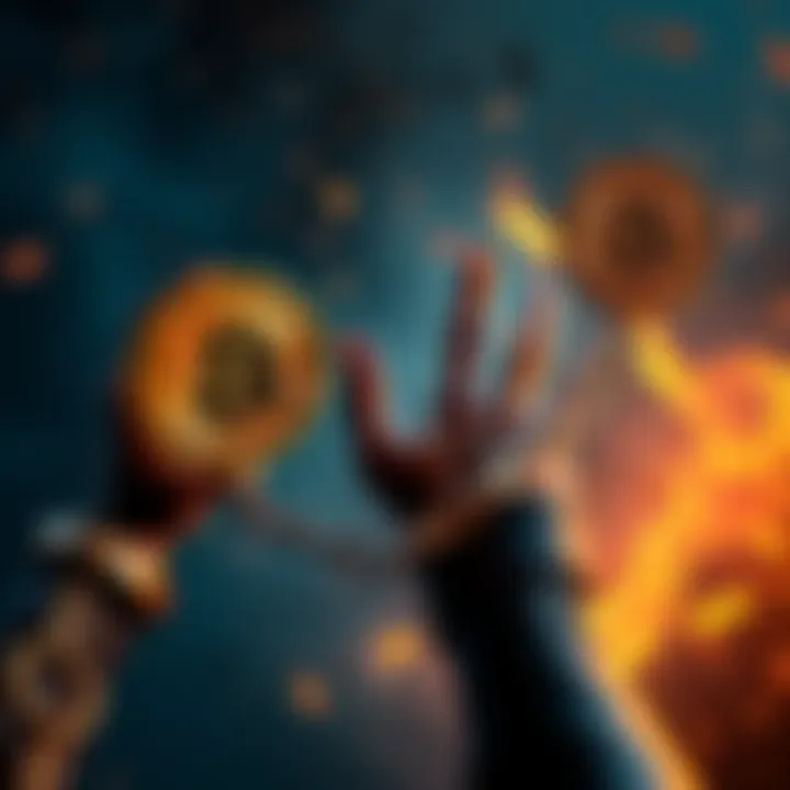 Bitcoin and Freedom A person holding a Bitcoin symbol in one hand while breaking free from chains, representing financial freedom and resilience.
