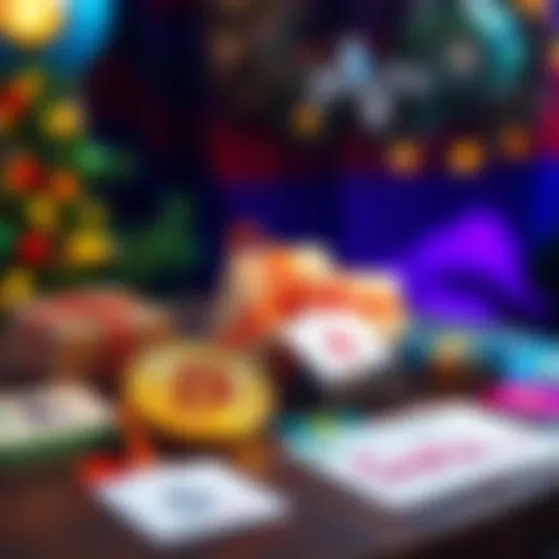 A creative display of Bitcoin gifting options including paper wallets and SatsCards on a table