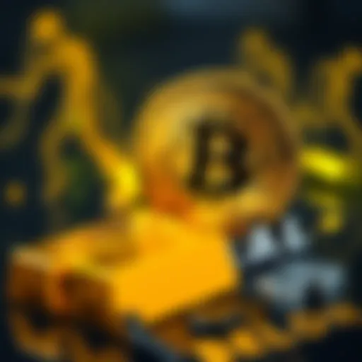 Visual representation of Bitcoin and gold bars side by side, highlighting the value debate between the two assets.