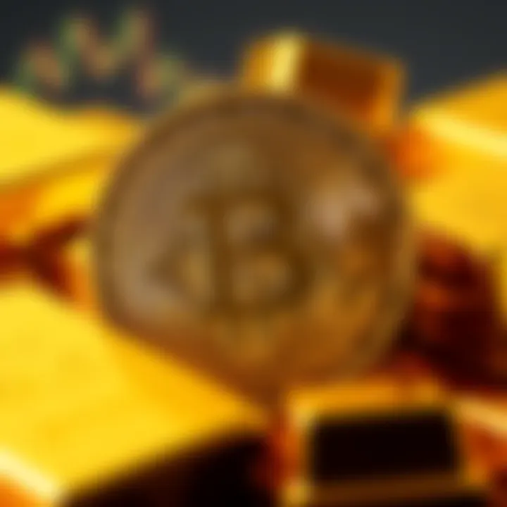 A visual comparing Bitcoin symbol and gold bars, symbolizing the competition between cryptocurrency and precious metals in the market.