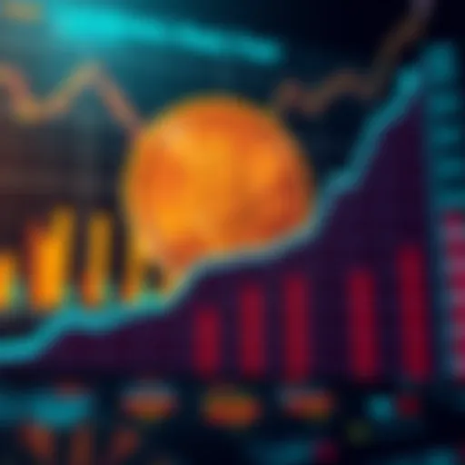 A graph showing the upward trend of Bitcoin prices with a digital currency symbol in the background.