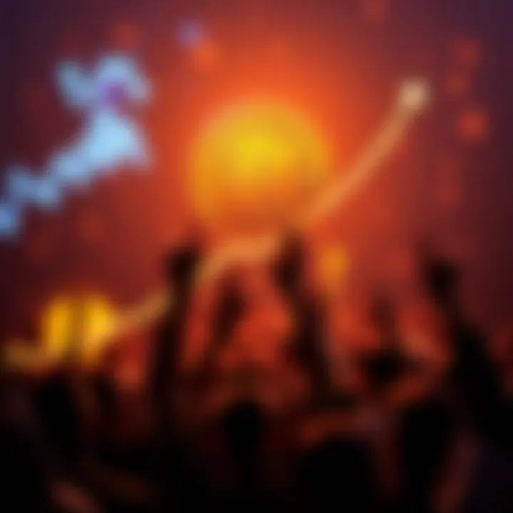 A graphic showing Bitcoin rising with excited people in the background