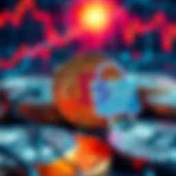 A visual representation of Bitcoin coins at risk of hacking, showing a lock symbol overlaid on them to indicate security concerns.