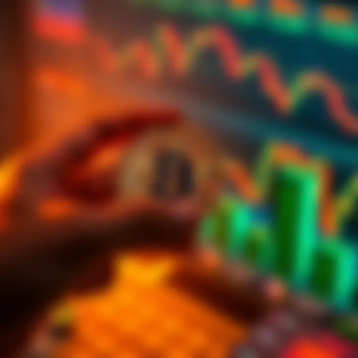 Person holding a Bitcoin in their hand, symbolizing investment and trading strategies during market fluctuations.