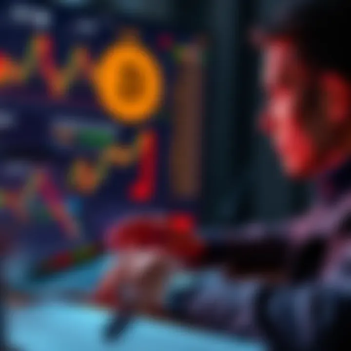 A focused person studying Bitcoin price charts on a laptop, symbolizing patience and long-term investment strategies.