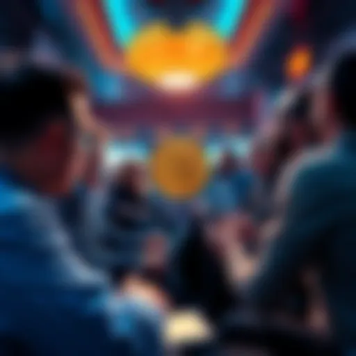 Group of long-term bitcoin holders discussing trading trends in a lively forum